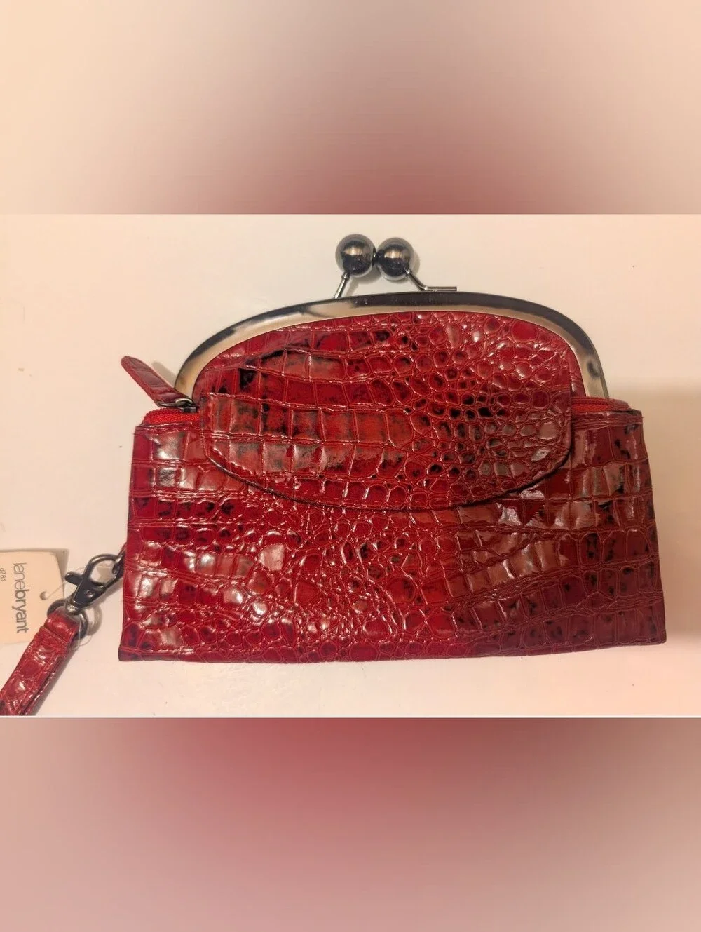 Lane Bryant NWT Red faux snakeskin clutch wristlet Coin Purse Look
